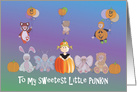 Halloween for Grandchild, Sweetest Little Punkin, Girl in Costume card