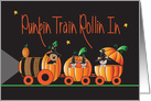 Halloween for Kids, Punkin Train Rolling In, Bear & Mice in Train card