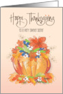 Hand Lettered Thanksgiving for Sister with Fall Floral Pumpkin Vase card