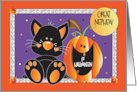 First Halloween for Great Nephew with Black Cat and Jack O Lantern card