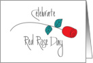 Red Rose Day, Long Stem Red Rose and Hand Lettering card