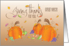 Thanksgiving Great Niece Giving Thanks Pumpkins and Fall Leaves card