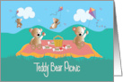 Teddy Bear Picnic with Bears Flying Kites and Kites Flying Bears card