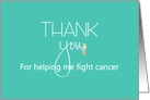 Hand Lettered Thank you for helping me fight cancer, with flowers card