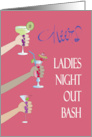 Invitation to Ladies Night Out Bachelorette Bash Arms Toasting Drinks card