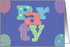 Invitation to Office Birthday Party with Patterned Letters Balloons card