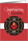 Firefighter Promotion Congratulations, With Firefighter Hat & Badge card