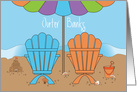 Outer Banks Bon Voyage, Beach Chairs, Rolling Waves & Shells card