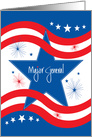 Promotion for U.S. Major General, Patriotic Star and Stripes card