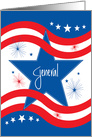 Promotion for a U.S. Military General, Patriotic Star and Stripes card