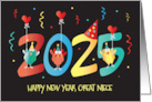 New Year’s 2024 for Great Niece with Birds Celebrating with Party Hats card