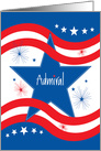 U.S. Navy Promotion to Admiral, with Stars and Red Stripes card