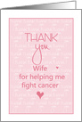 Thank you to Wife for Support During Cancer, Words & Hearts card