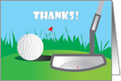 Thanks for Golf, Putter on Golf Green with Golf Ball card