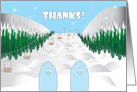 Thanks for Snow Skiing, Ski Tips Over Slope and Moguls card