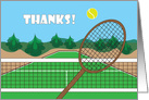 Thanks for Tennis, Tennis Raquet Volleying Tennis Ball at Net card