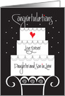 Wedding for Daughter & Son in Law, Tiered Cake with Red Heart card