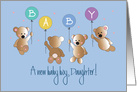Becoming a Mom to Boy for Daughter, Four Bears with Balloons card