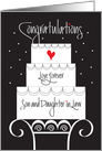 Wedding for Son & Daughter in Law, Tiered Cake on Stand & Heart card