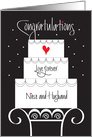 Wedding for Niece & Husband, Tiered Cake on Stand with Heart card