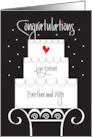 Wedding for Brother & Wife with Tiered Cake on Cake Stand and Heart card