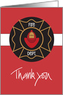 Hand Lettered Thank You to Firefighter, with Firefighter’s Hat & Badge card