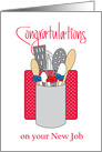 New Job for Chef, Chef’s Tools on Red Polka Dot Placemat card