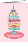 40th Birthday Goddaughter, Tall Cake with Age, Hearts & Bow card