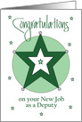 New Job for Deputy, Green and Silver Star with Hand Lettering card