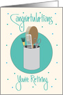 Retirement for Beautician, Beautician Supplies, Scissors & Brush card