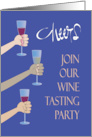 Invitation to Wine Tasting Party Cheers with Arms Raised in Toast card