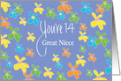 14th Birthday Great Niece, You’re 14 Bright Flowers on Lavender card