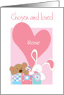 Adoption Congratulations for Baby Girl Bear and Bunny Custom Name card