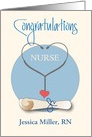 Graduation for Nurse, Stethoscope, Diploma and Custom Name card