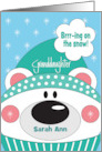 Christmas Granddaughter Polar Bear Brrr-ing on the Snow Custom Name card