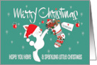 Christmas Grandson Sparkling Christmas White Bunny Hanging Stocking card
