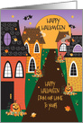 Halloween from Our House to Yours, Halloween Neighborhood & Leaves card