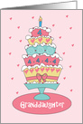 4th Birthday Granddaughter, Stacked Cake with Hearts, Age & Bow card