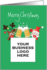 Christmas for Brewery with Custom Logo, Santa & Friend with Beer card