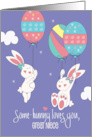 Easter for Great Niece White Bunnies & Decorated Easter Egg Balloons card