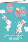Easter for Great Grandson White Bunnies with Easter Egg Balloons card