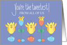 Easter from All of Us, with Trio of Tweetest Birds & Easter Eggs card