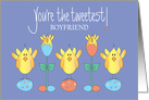 Easter for Boyfriend, Tweetest Trio of Birds, Tulips and Easter Eggs card