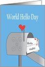 World Hello Day, with Stuffed Mailbox Full of International Letters card
