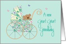 A new Great Great Grandbaby on the Way, Bear in Floral Stroller card
