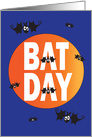 Bat Day, Large Bat Filled Letters and Flying Bats with Full Moon card