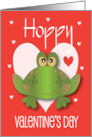 Hand Lettered Valentine’s For Kids with Green Frog and White Hearts card