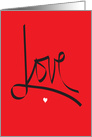 Love with Tiny White Heart, Calligraphy on Red card