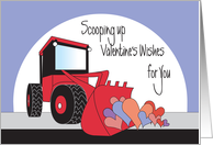 Valentine’s Day for Boys, Red Front Loader Scooping up Colorful Hearts card