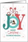 Hand Lettered Christmas for a Paralegal, Joy with Mallet and Gavel card